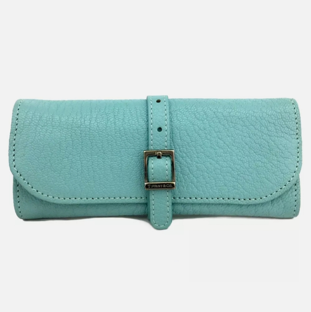 TIFFANY & CO. BLUE LEATHER GLASSES CASE /B1241